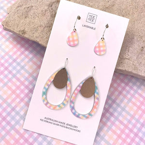 Fairy Floss Gingham Trinity Tear Pack Earrings