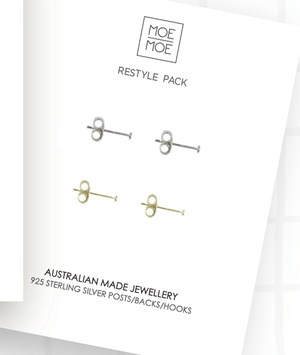 Sterling Silver Restyle Pack - Silver Studs and Gold Studs