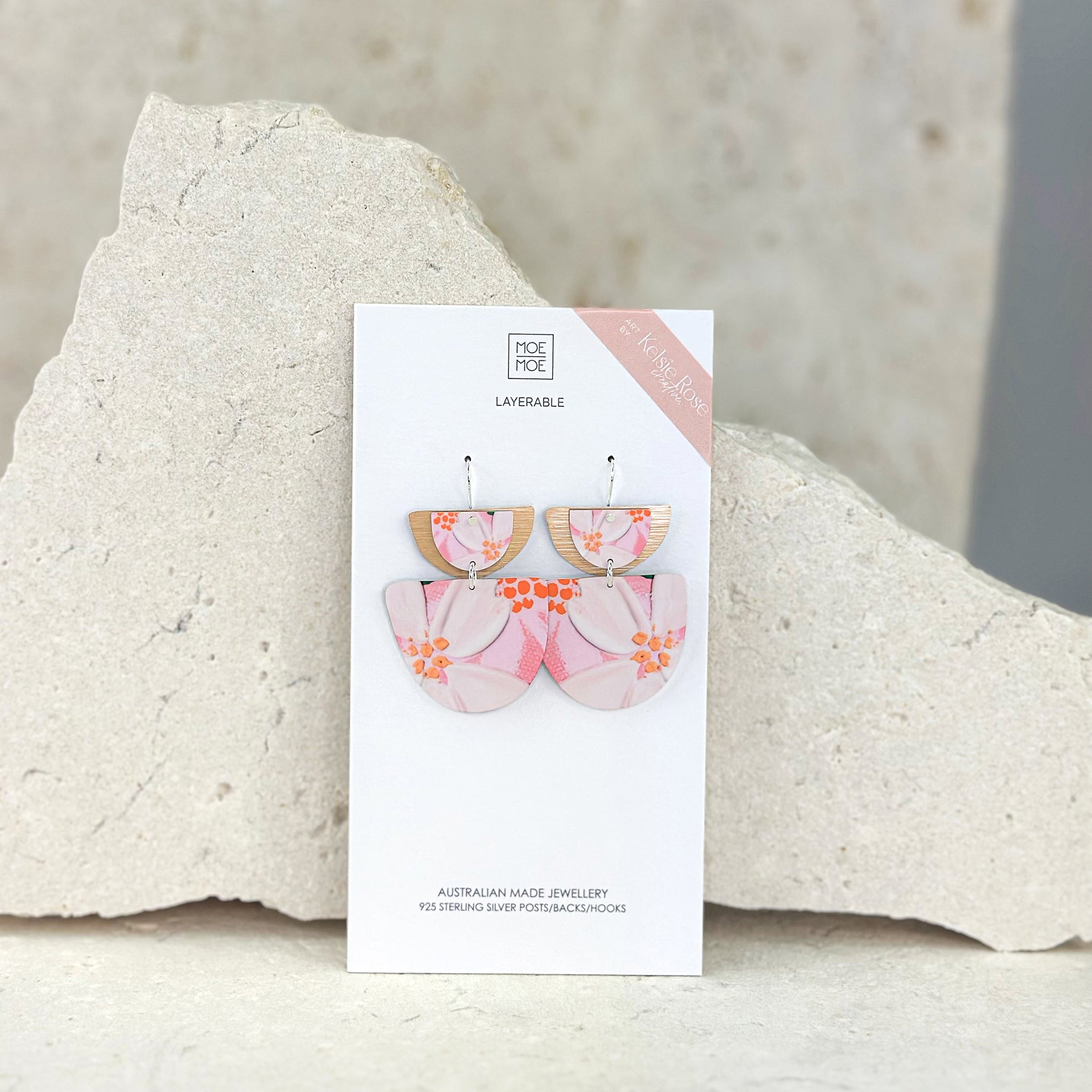 Kelsie Rose Power Pink Layered Double Bell Drop Earrings