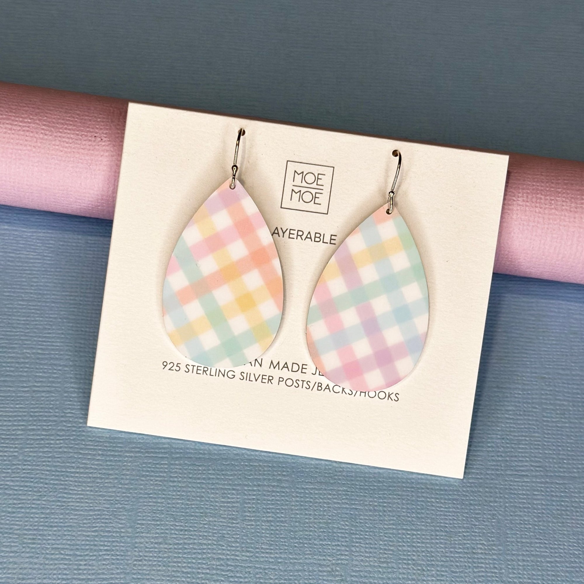 Rainbow Pastel Medium Tear Drop Earrings