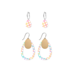 Fairy Floss Gingham Trinity Tear Pack Earrings