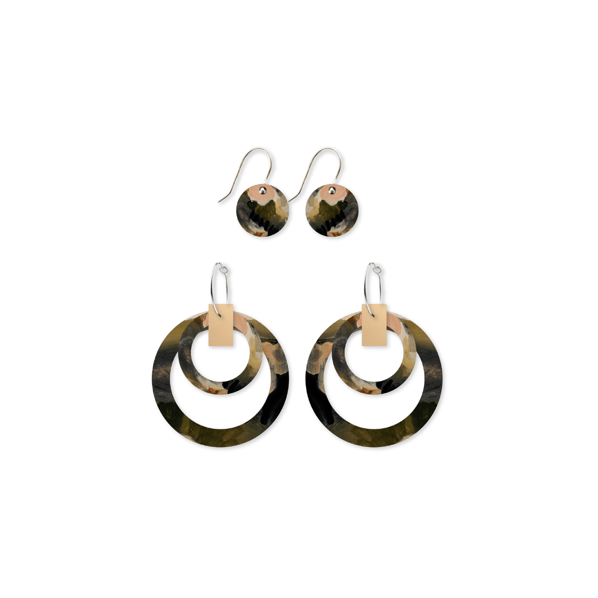 Kiasmin 2 Elegance Double Halo Circle Pack Earrings