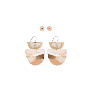 Kiasmin 2 Sunset Layered Double Bell Drop Pack Earrings