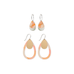 Kiasmin 2 Sunset Layered Trinity Tear Pack Earrings