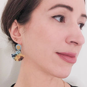 Van Gogh Sunflowers Layered Pagoda Drop Earrings