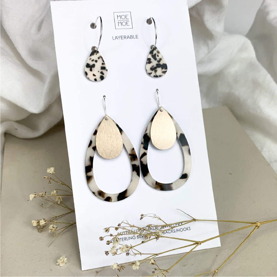 Ivory Tortoise Trinity Tear Pack Earrings